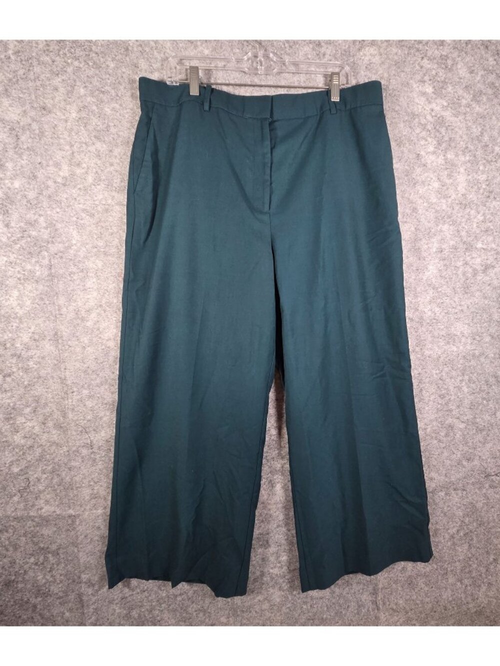 Ann Taylor Dress Pants Women’s 16 Teal Cropped Wide Leg Flat Front Pockets